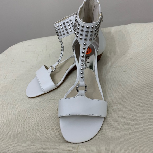 Michael Kors Shoes - MICHAEL KORS White Stud Gladiator Wedge Sandal 5.5